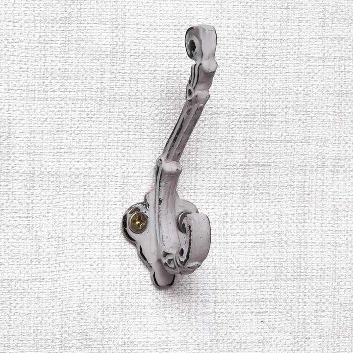 1 Piece Iron Double Prong Robe Hanger for Wall Grey for wholesale by Daana Paani LLC