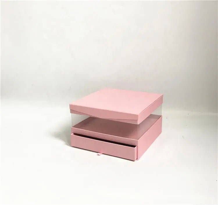 Elegant Design Supply - Wholesale Gift Box - Square PVC Flower Gift Box with Clamshell Lid and Drawer4