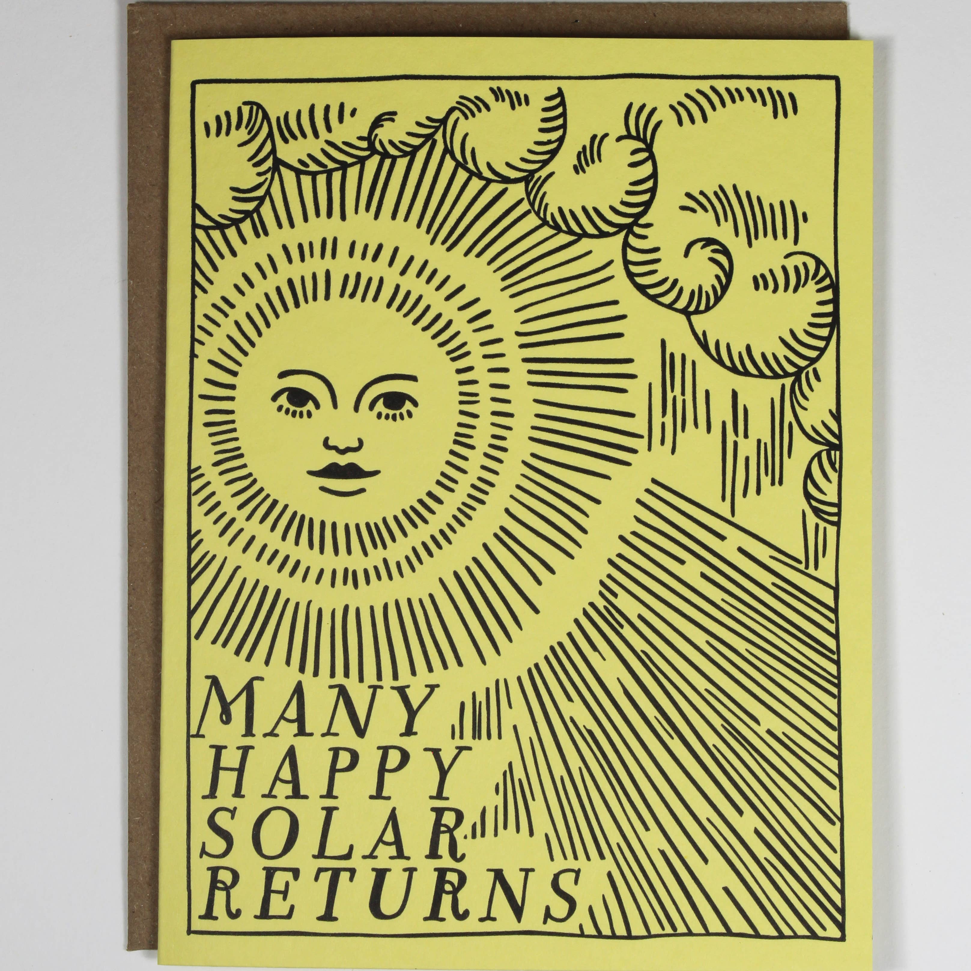Ratbee Press - Wholesale Birthday Card - Birthday Solar Return Letterpress Sunshine Card