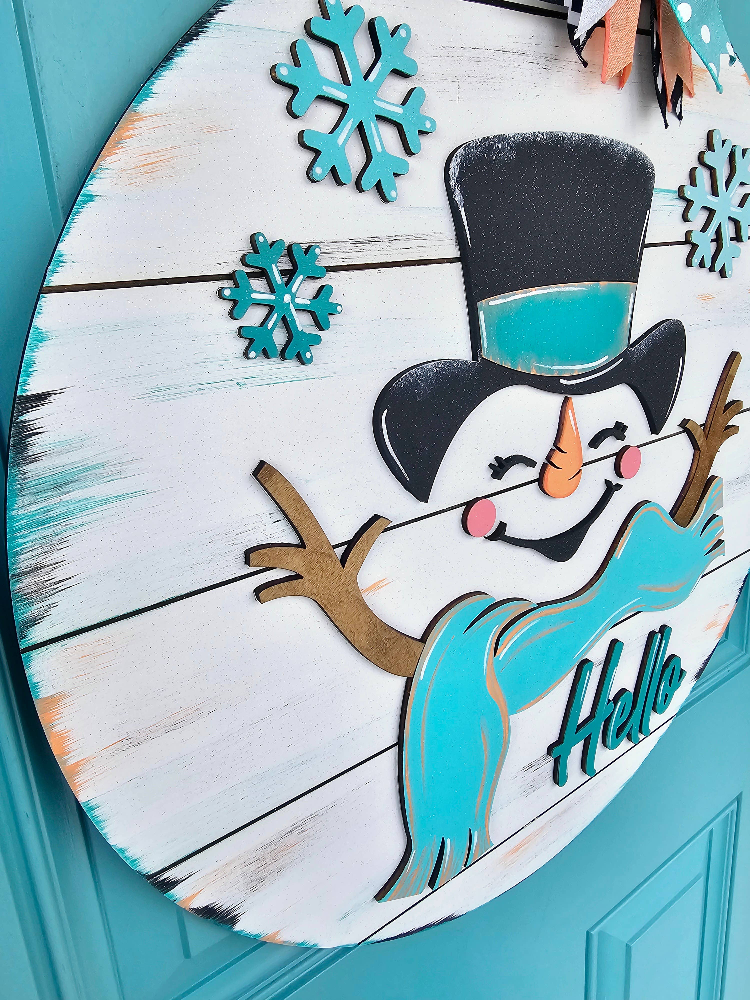Teal Moon Creations - Wholesale DIY Craft Kit - DIY Hello Cheerful Snowman Door Hanger3