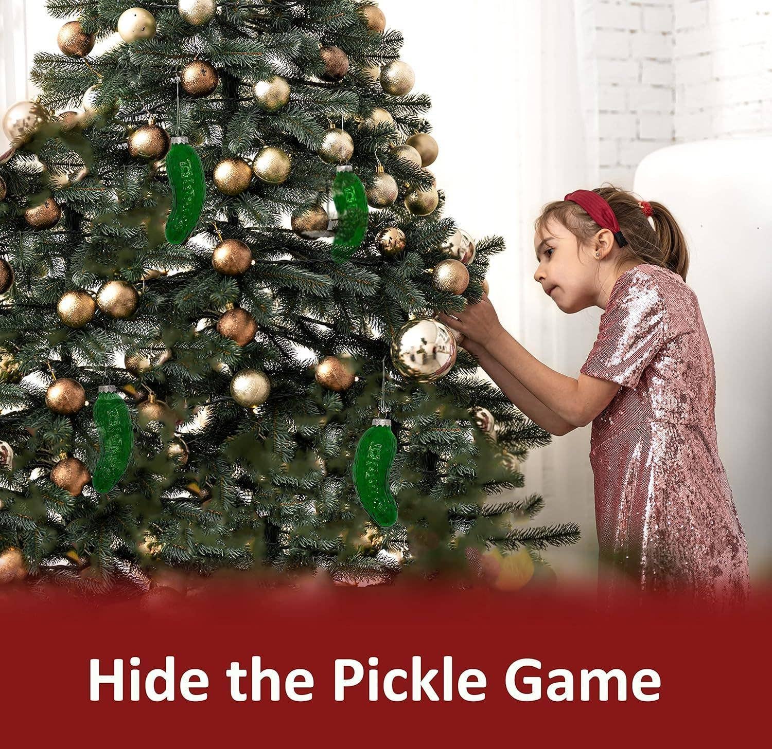 4E's Novelty - Vente Objets de décoration - Cornichon de Noël en verre soufflé 4" vert métallique 4E's4