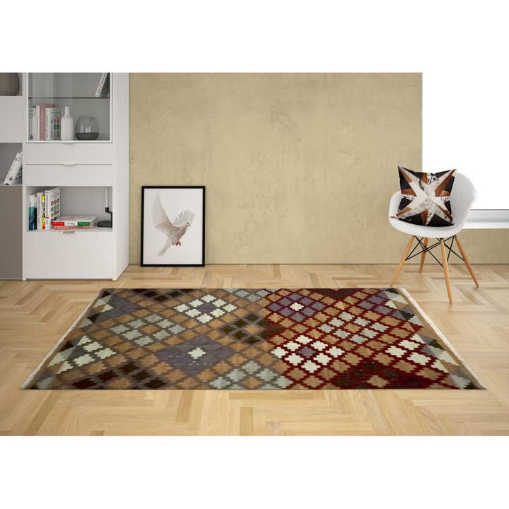 Tapis Kilim en bois flotté géométrique pour la vente par Fybernots