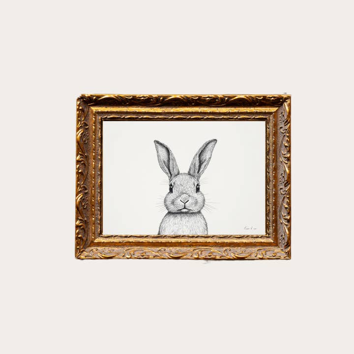 Rabbit Sketch | French Brass Inspired Gold Mould Framed Art for wholesale by Luxe B Co Canada