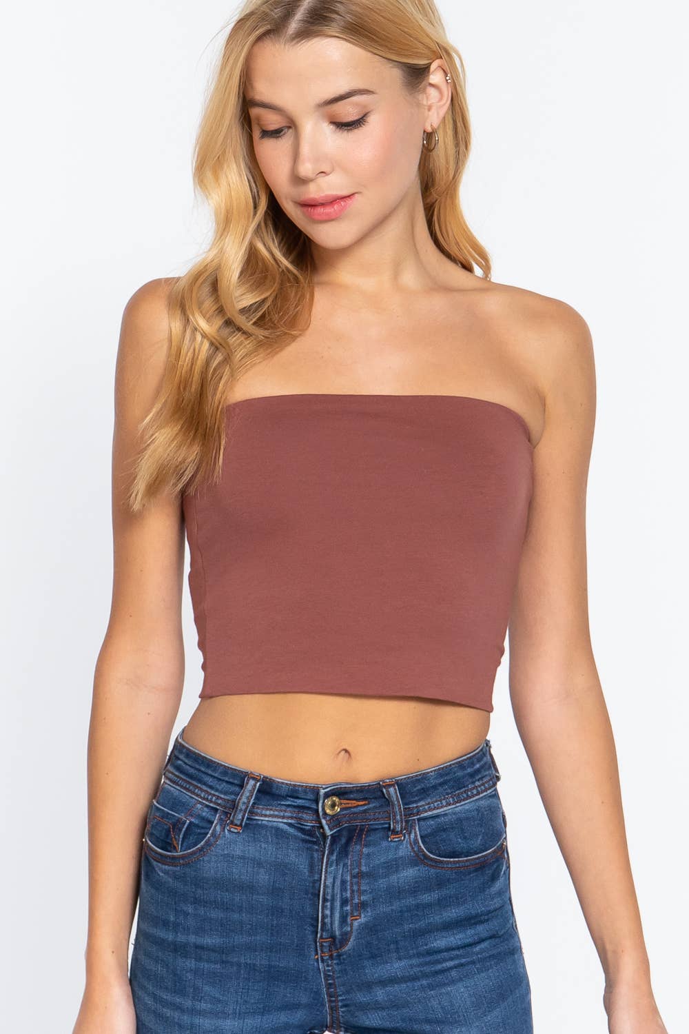 42POPS - Vendita all'ingrosso Top in maglia - Donna - Top corto aderente in cotone e spandex7