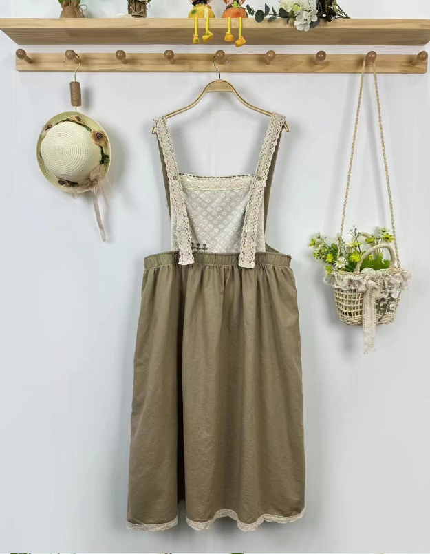 Whisper Mint - Venta al por mayor Vestido - Mujer - Vestido de peto bordado estilo bosque en algodón y lino1