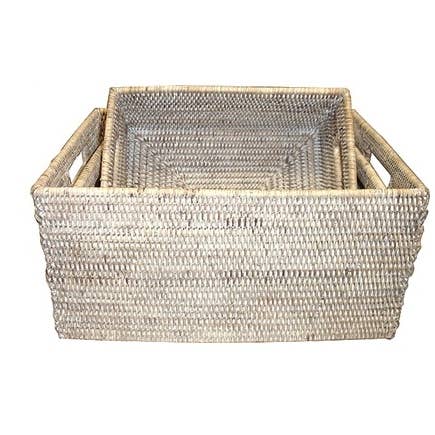 Rectangular Set of 3 Baskets w/ Handles - WW for wholesale by Matahari