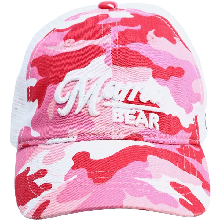 Mama Bear - Pink Camo Adjustable Mesh Hat for wholesale by Pavilion