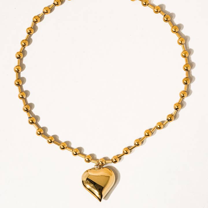 Flânerie by MAIQ - Wholesale Pendant/Charm Necklace - Paris 18K Gold Non-Tarnish Large Heart Chain Necklace