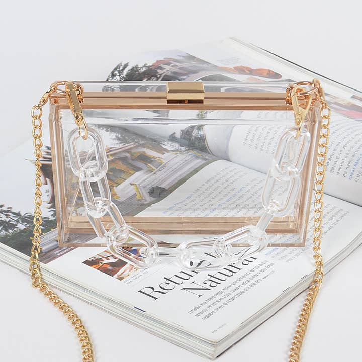 Embrague transparente con mango de plástico para venta al por mayor de 3AM BY H&D ACCESSORIES