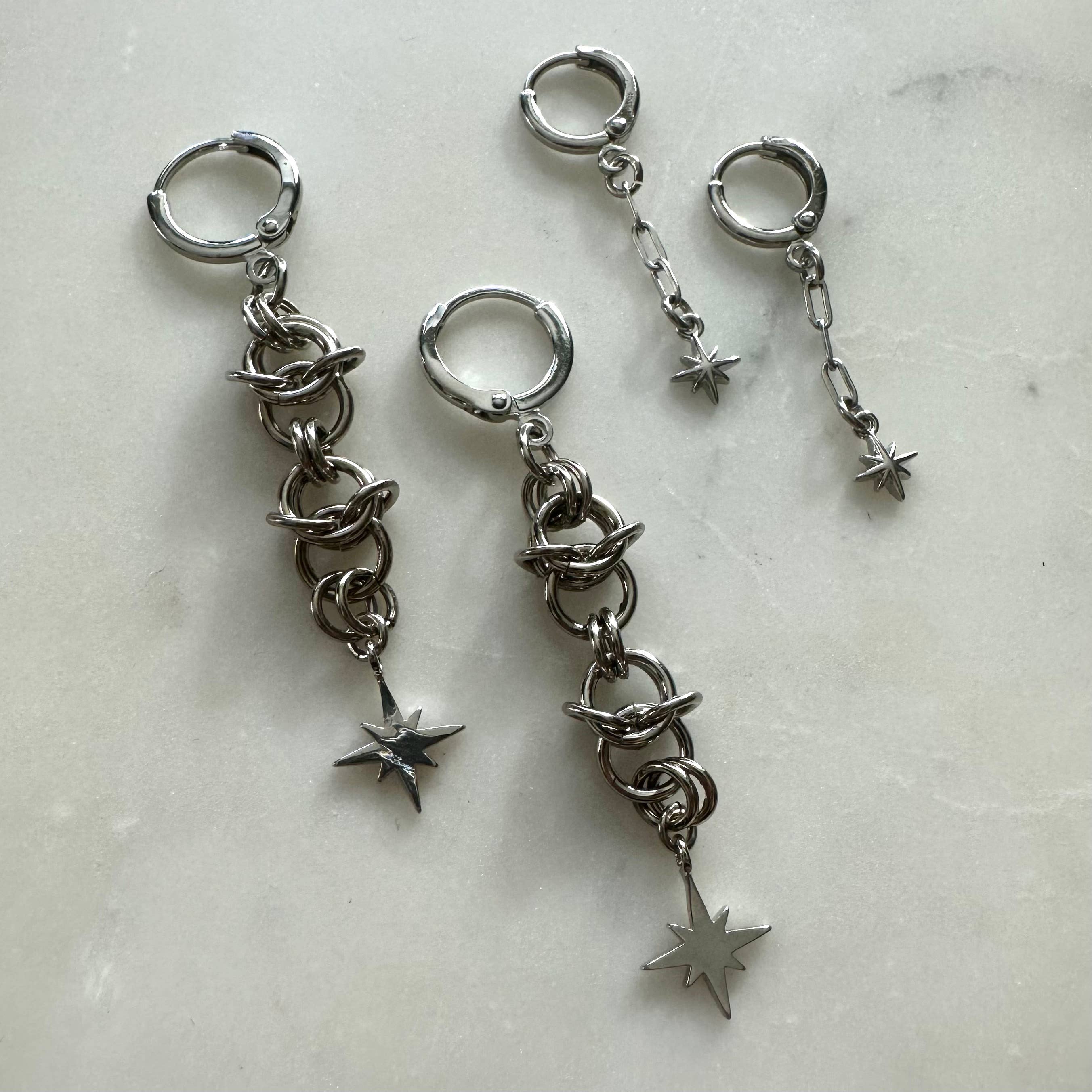 Foolish Fetish - Wholesale Dangle Earrings - Cosmic Starburst Chainmail Earrings3