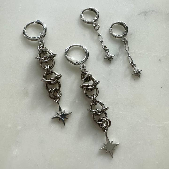 Foolish Fetish - Wholesale Dangle Earrings - Cosmic Starburst Chainmail Earrings3