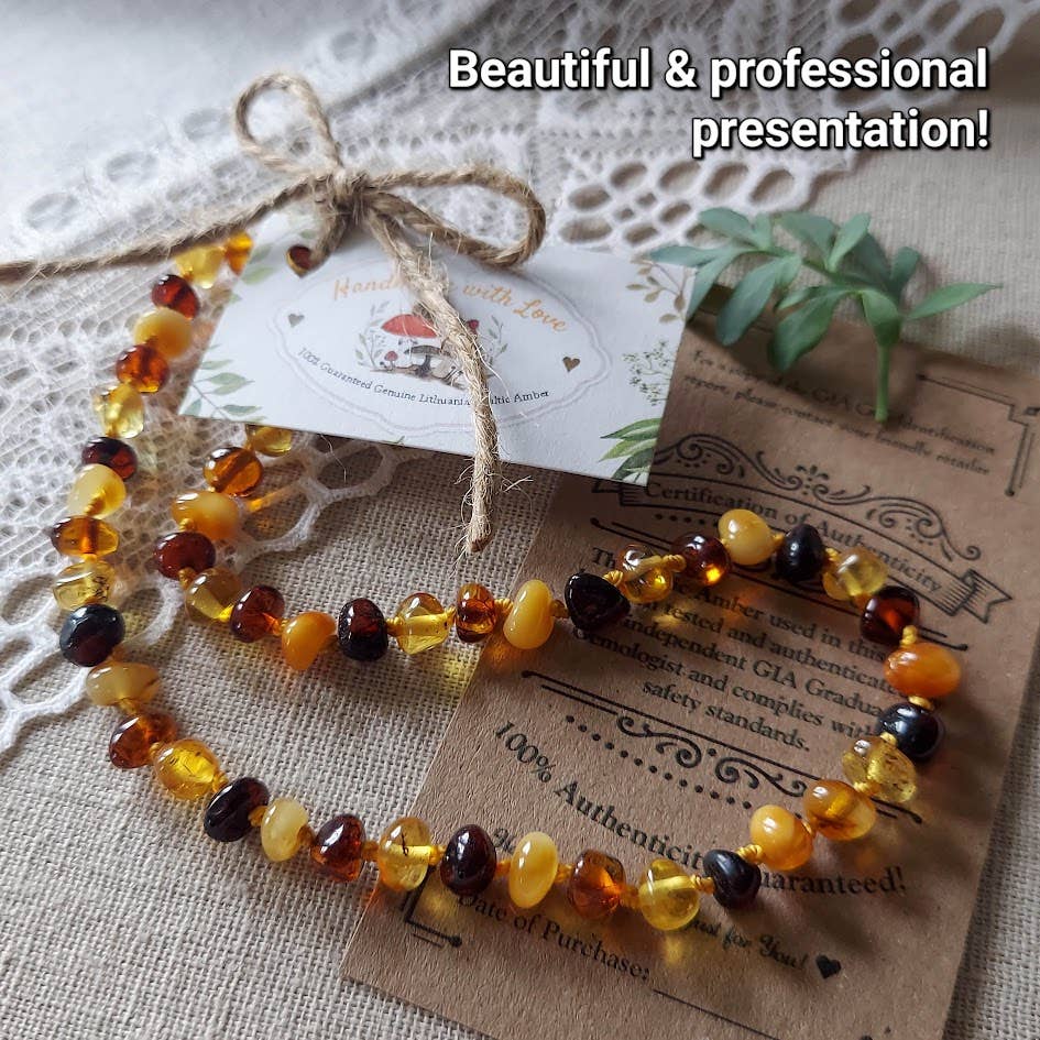 Amber Auksas - Wholesale Bangle Bracelet - Kids & Baby - Raw Honey Cognac Baltic Amber Bracelet ♥ w/ Tag & COA ♥ GIA4