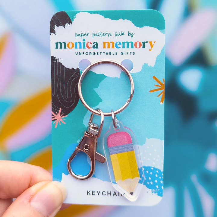 Chaveiro Lápis - Porta-Chaves Presente de Professor de Arte por atacado de Paper Pattern Silk