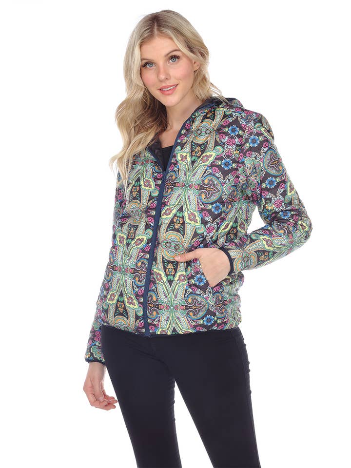 Hætteklædte Zip Up Mønster Jakke (Vendbar) for engroshandel hos The Collection Royal / Royal Handicrafts