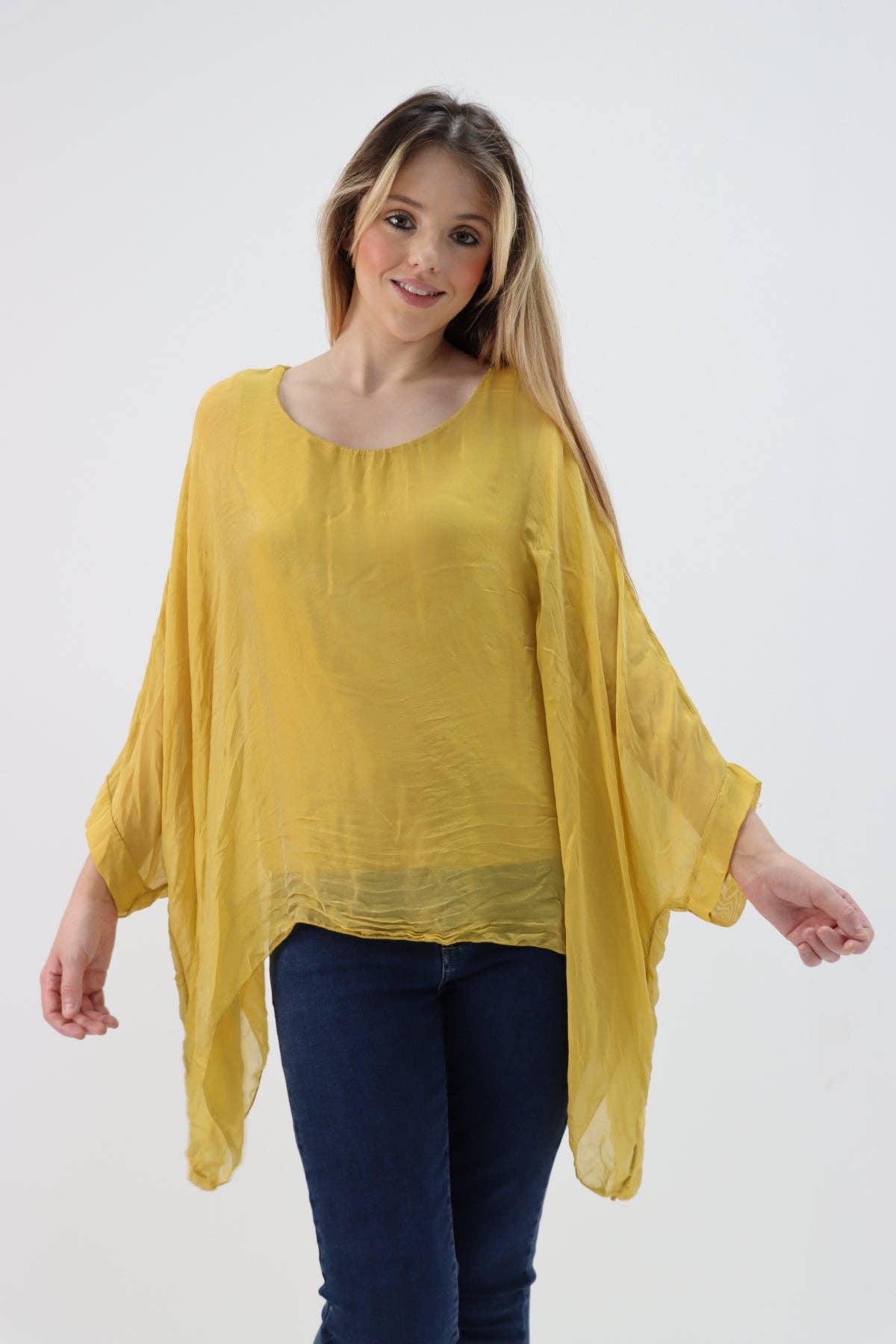 Miss Bold - Wholesale Tunic - Women's - Italian Plain Batwing Silk Tunic Top36