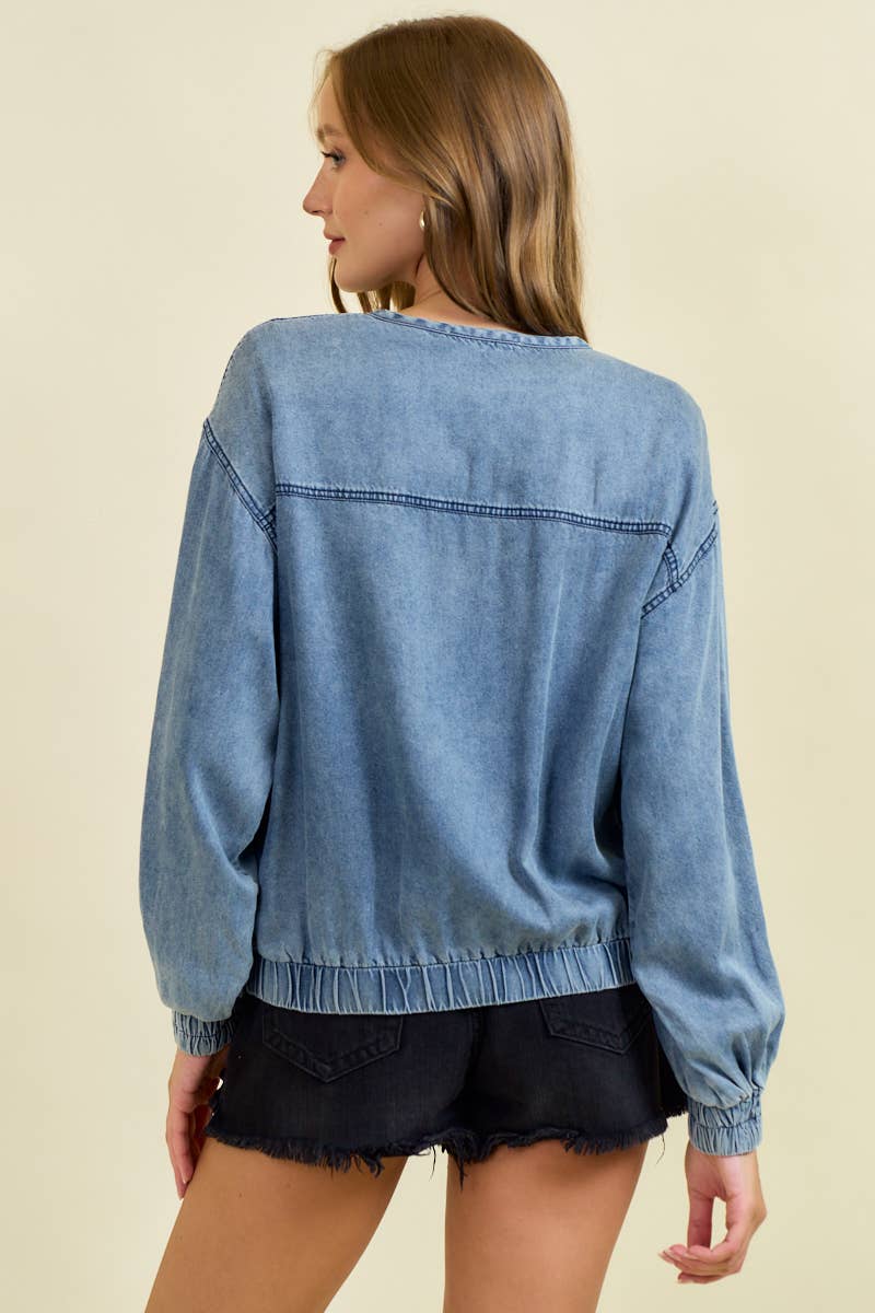 DENIM GIACCA BOMBER IN DENIM CON ZIP - 10761J in vendita all'ingrosso su Faire3