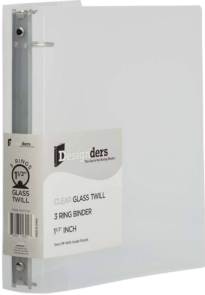 JAM PAPER - Wholesale Binder - JAM Plastic 1.5 inch Binder, Clear 3 Ring Binder, 1/PK
