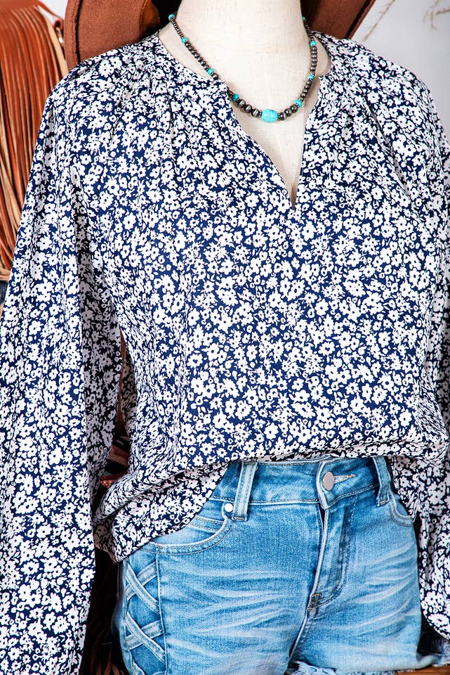 Comme indiqué Blouse à manches bouffantes à imprimé floral et col en V échancré Fashion-W en vente sur Faire3