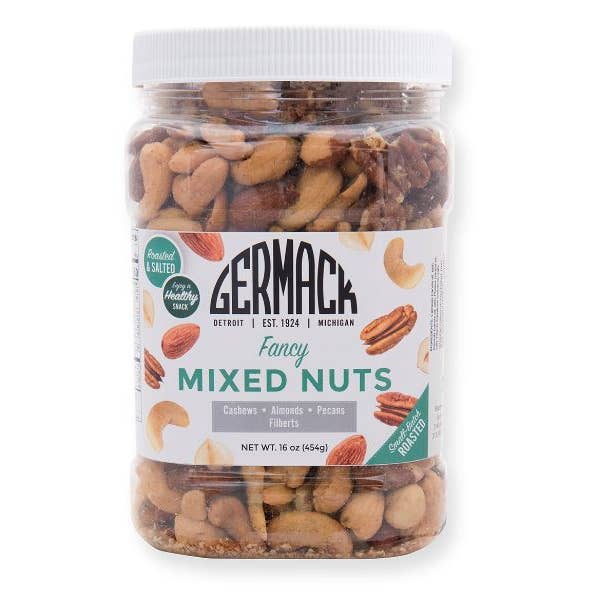 Germack Pistachio Company - Wholesale Nuts - Mixed Nuts Fancy Deluxe - Roasted Salted 16 oz Jar