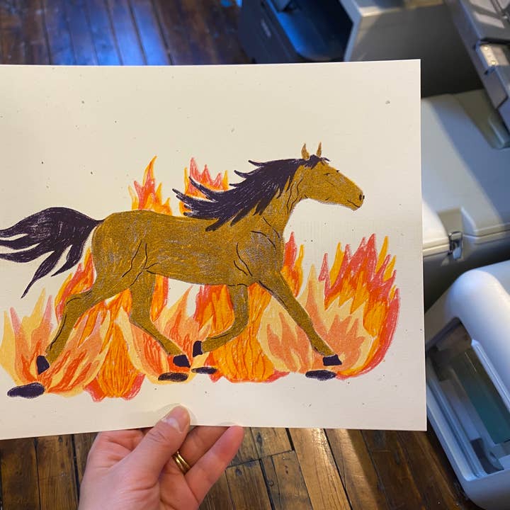 Fire Horse - Lunar New Year Risograph Print for wholesale by mad dog studio