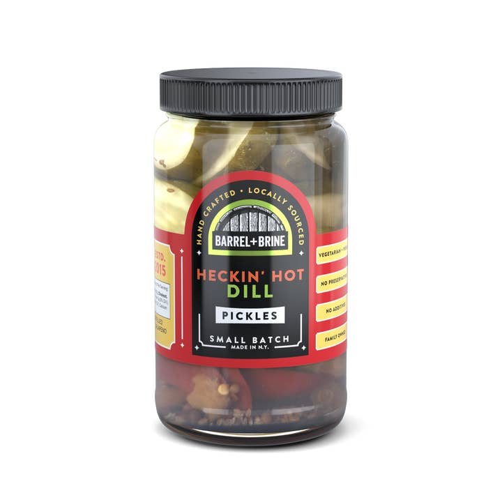 Heckin' Hot Dill Pickles for wholesale by Barrel + Brine