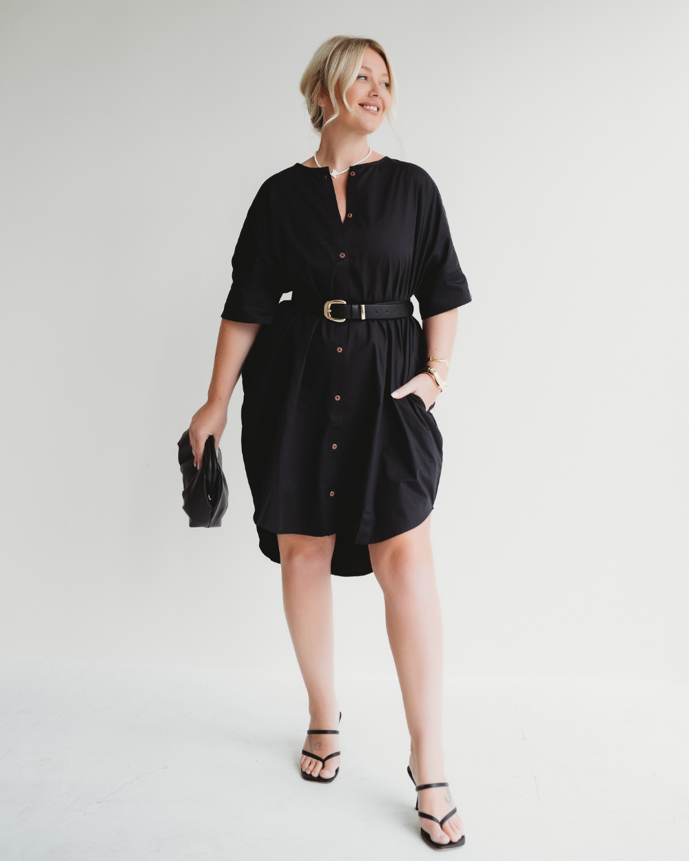 Nina Black Midi Dress for wholesale on Faire4