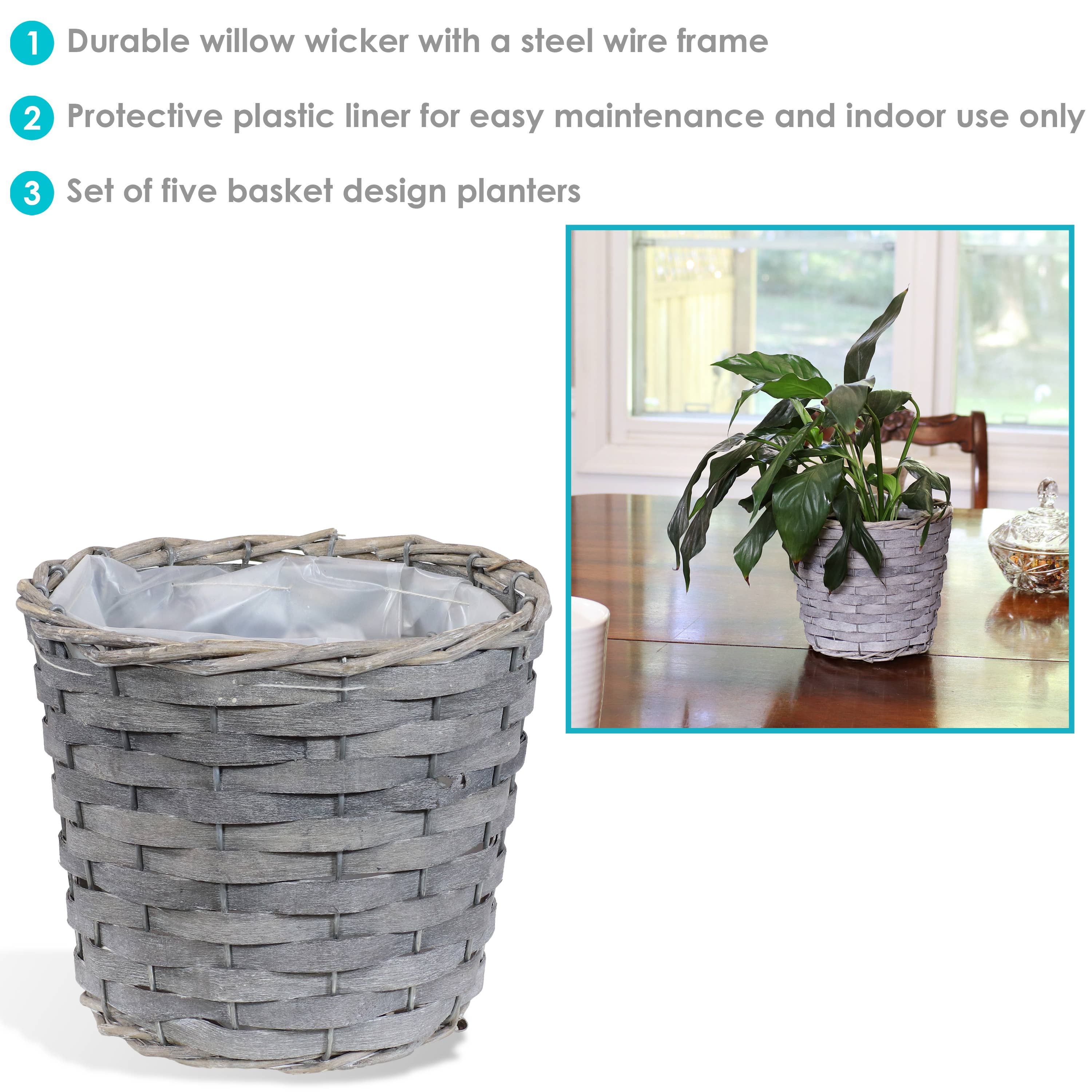 Sunnydaze Decor - Wholesale Plant Pot - 6.75 in Rattan Wicker Basket Planters with Lining - Set of 52