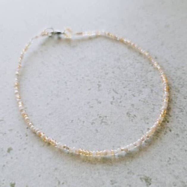 Light Gold Beaded Anklet for wholesale by The Rustic Boho Chic