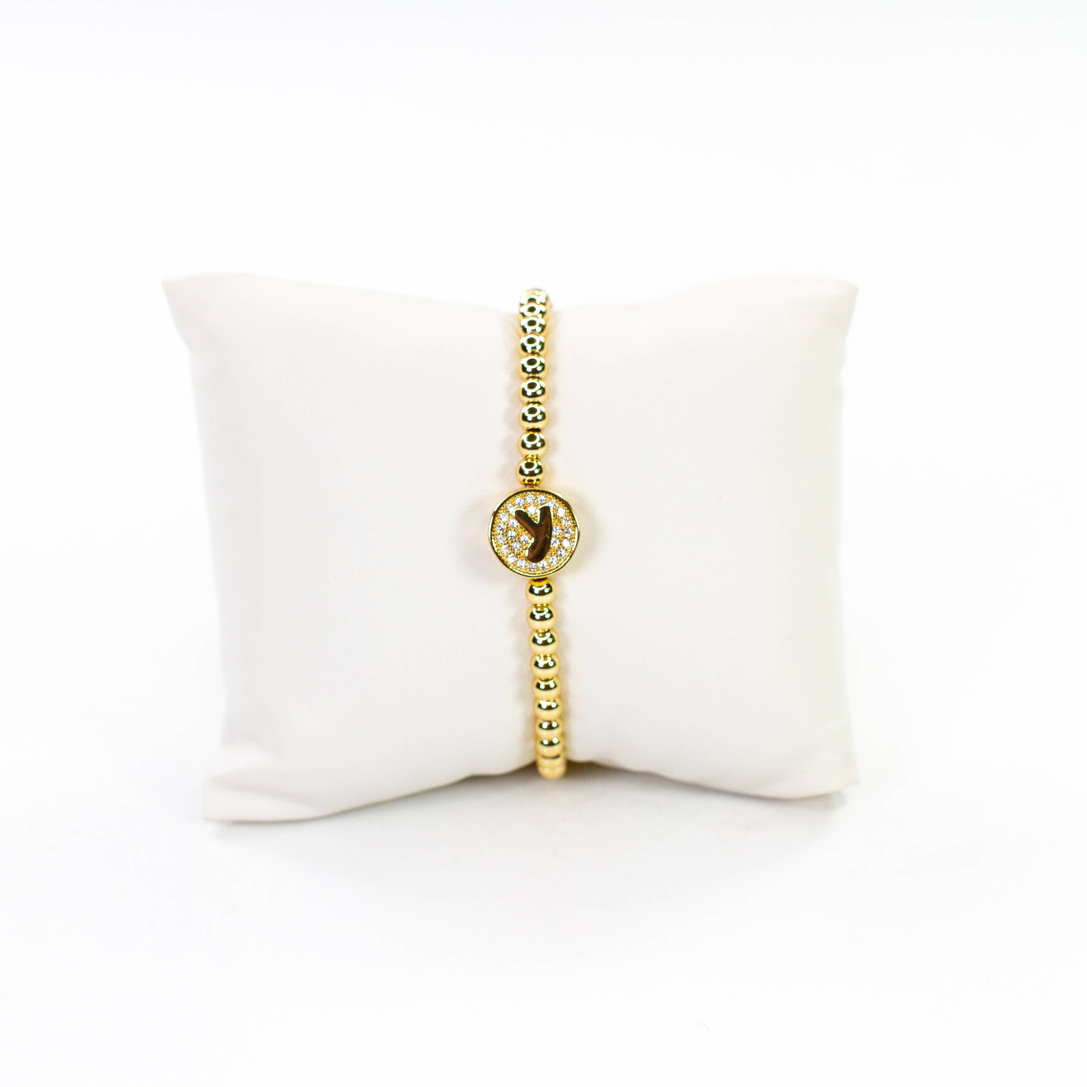 Savvy Bling - Wholesale Beaded Bracelet - Initial Simulated Diamond Bracelet24