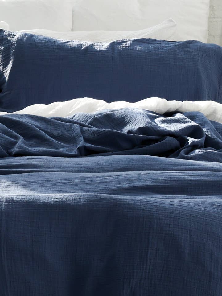 Luftig blød økologisk bomuldspudebetræk, sæt med 2 - Kongeblå for engroshandel hos My Kitchen Linens