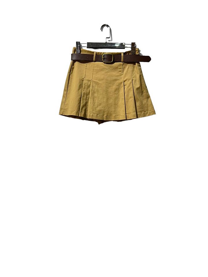 Amy & Clo Invogue - Vendita all'ingrosso Gonna pantalone - Donna - Gonna in cotone V3352 con pieghe e cintura marrone2