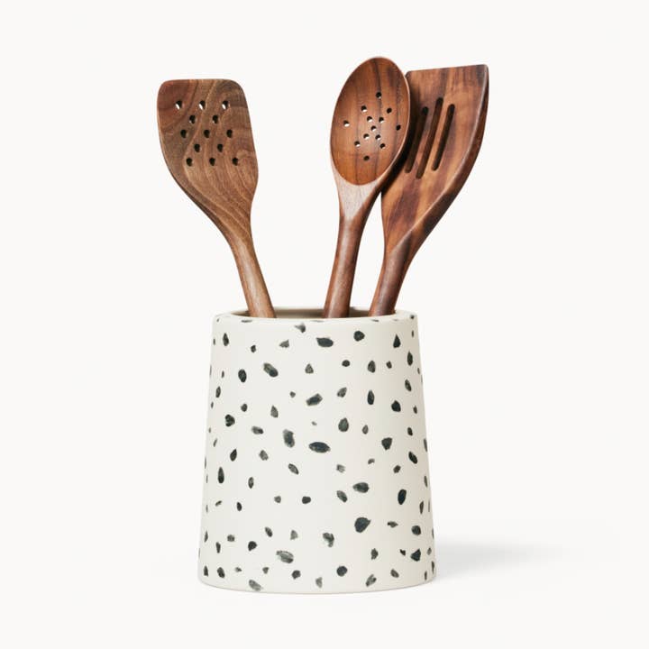 Utensil Crock - Black Speckled for wholesale by Franca
