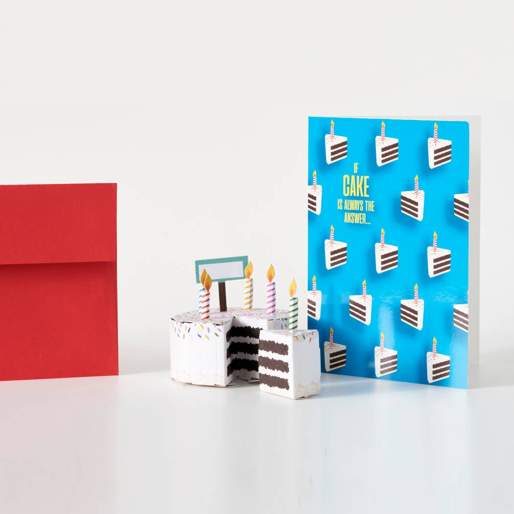PaperMade - Wholesale Birthday Card - 3D Birthday Cake Greeting Card- Cake is the Answer!0