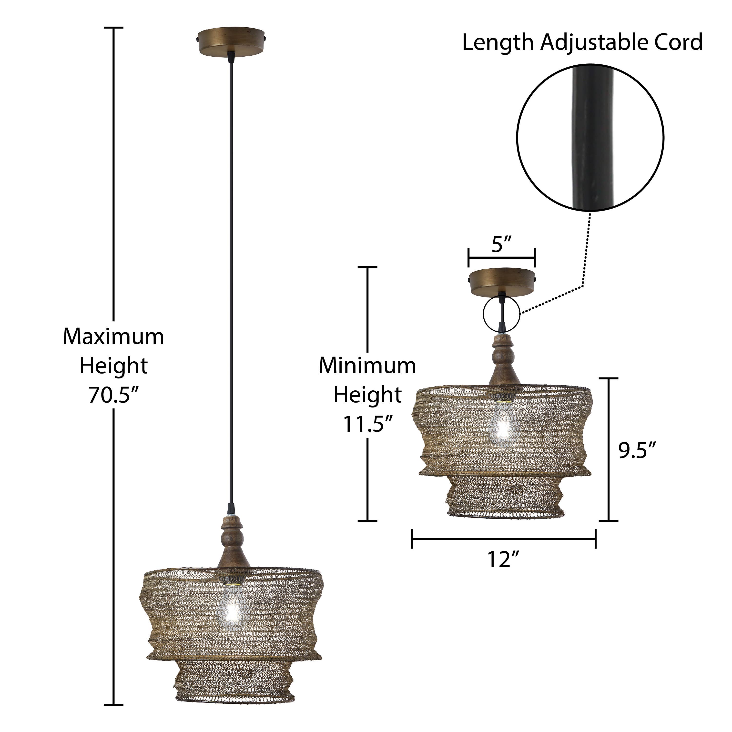 River of Goods - Wholesale Chandelier/Hanging Light - 12"W Bronze-Finish Metal and Wood Hanging Pendant Light2