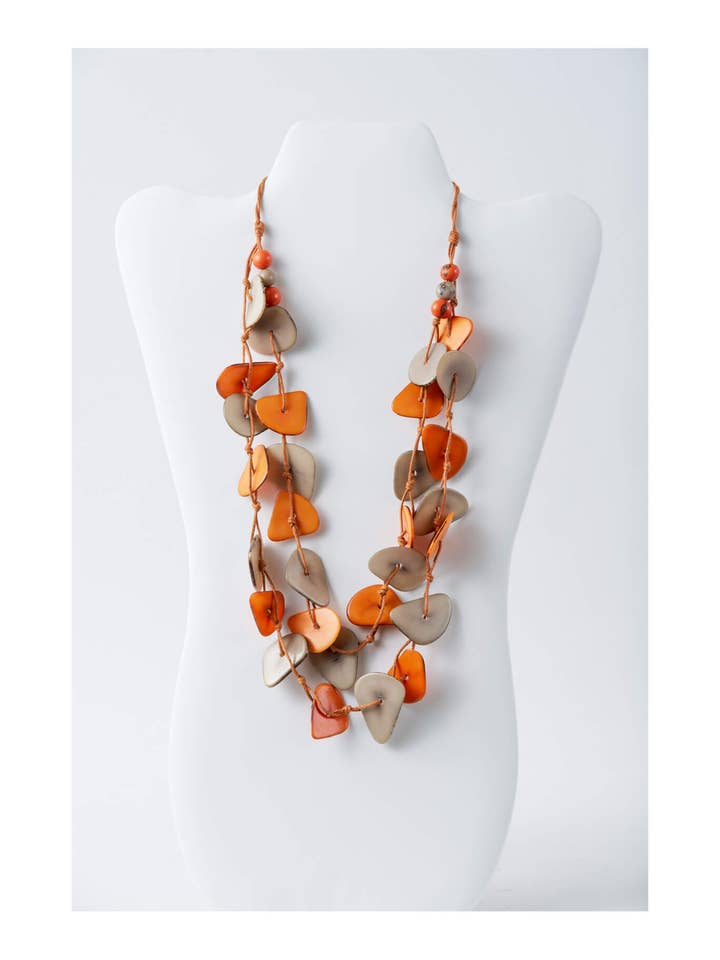Niki Two Stranded Petal Tagua Statement Necklace for wholesale by TaguArtsy