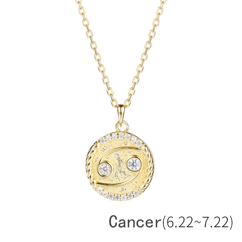 Perimade & Co. LLC - Wholesale Pendant/Charm Necklace - Gold Zodiac Sign Disc Charm Necklace in 925 Sterling Silver20
