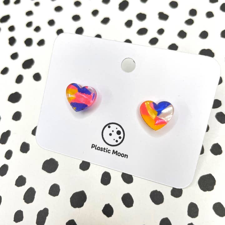 Calico Heart Studs for wholesale by Plastic Moon