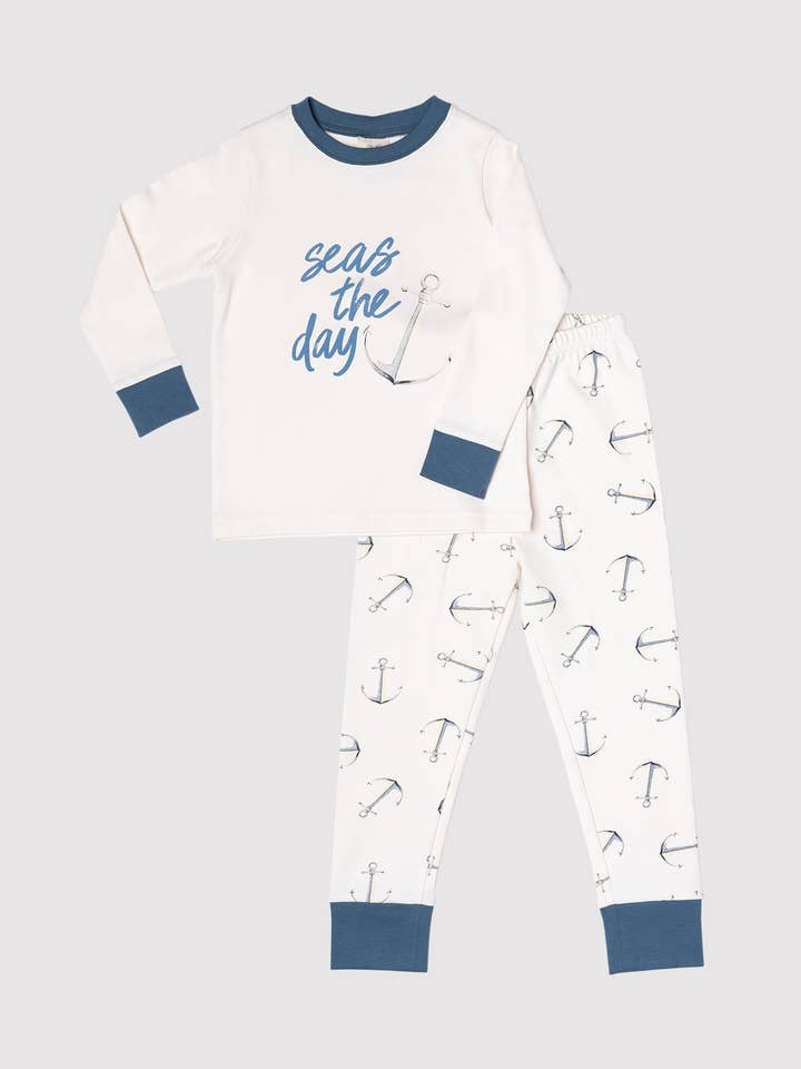 Seas the Day Kids PJ Set - MMKS028 for wholesale by MILLIE + MOOSE