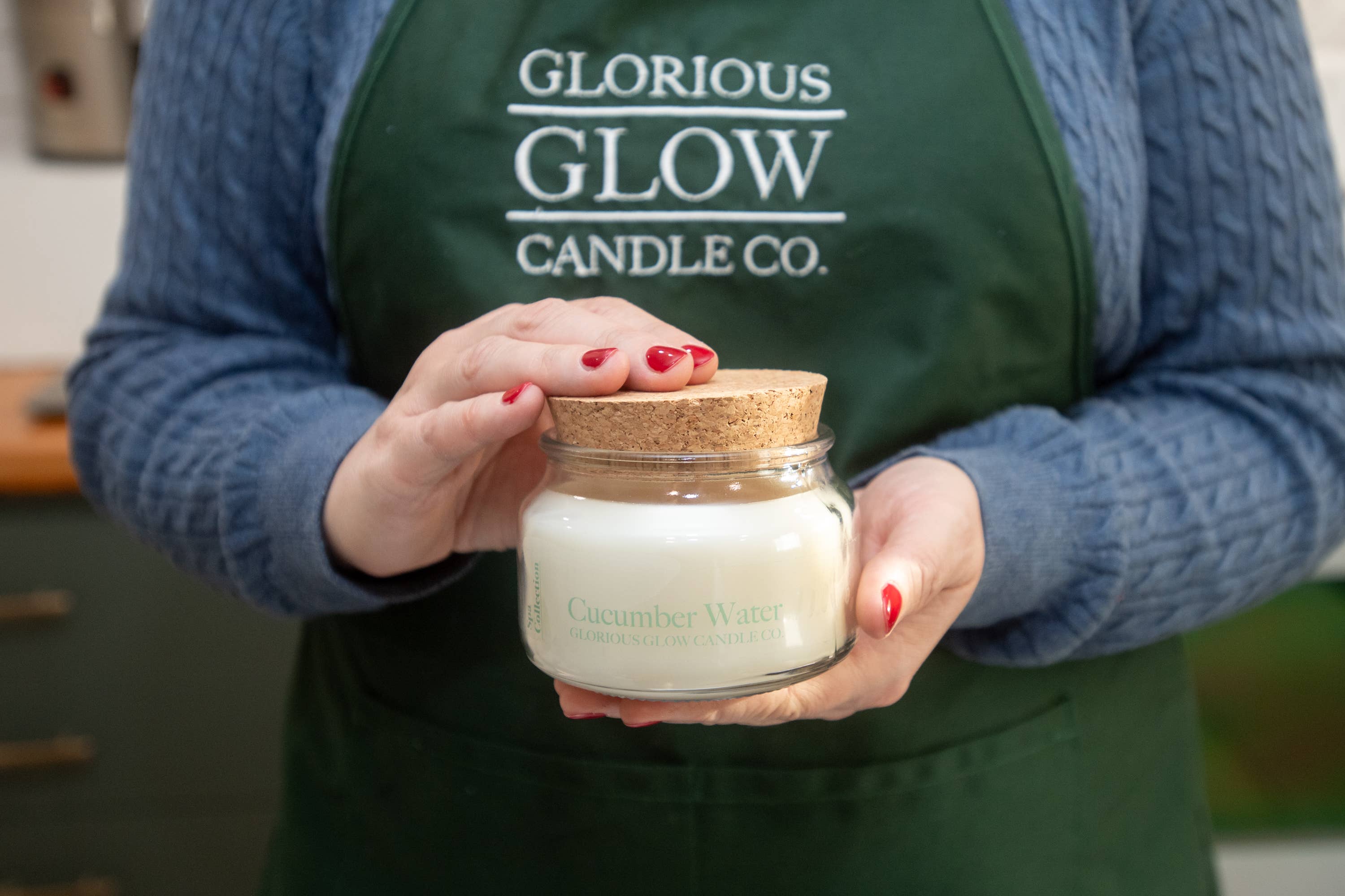 Glorious Glow Candle Co. - Wholesale Jar/Filled Candle - Spa Cucumber Water 9 oz. Soy Blend Container Candle + Lid1