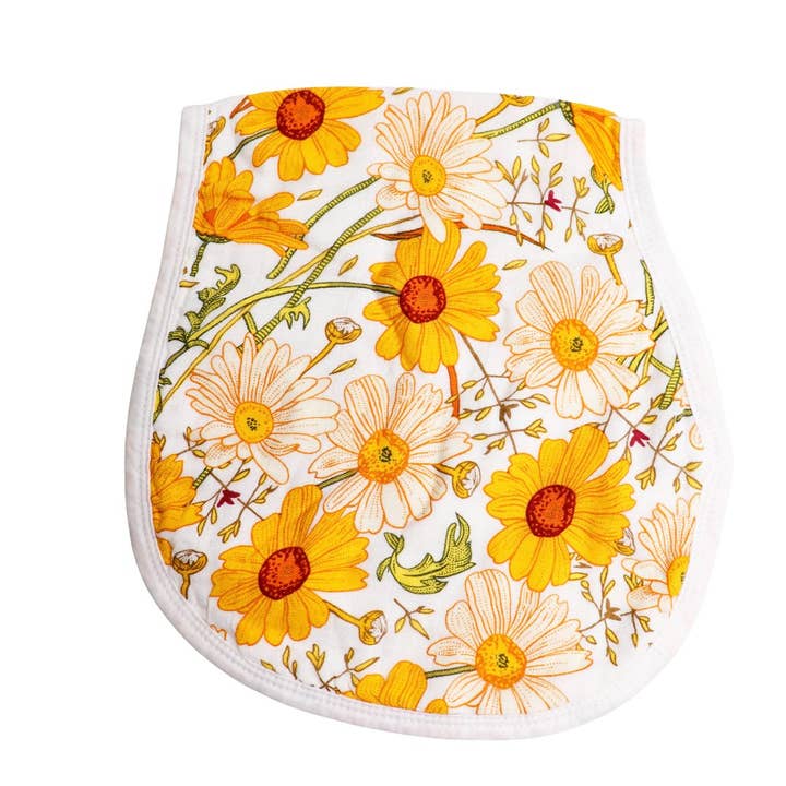 Burp Cloth Bib Organic Bamboo Cotton - Daisy for wholesale by Zebra Babies