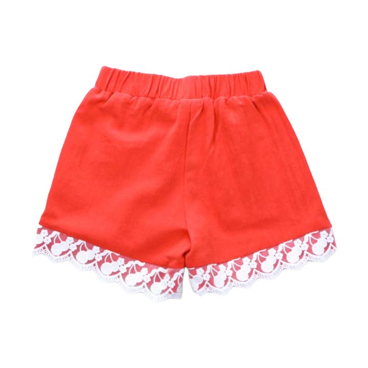Red S50 20203 Short With Cherry Lace Hem Details for wholesale on Faire