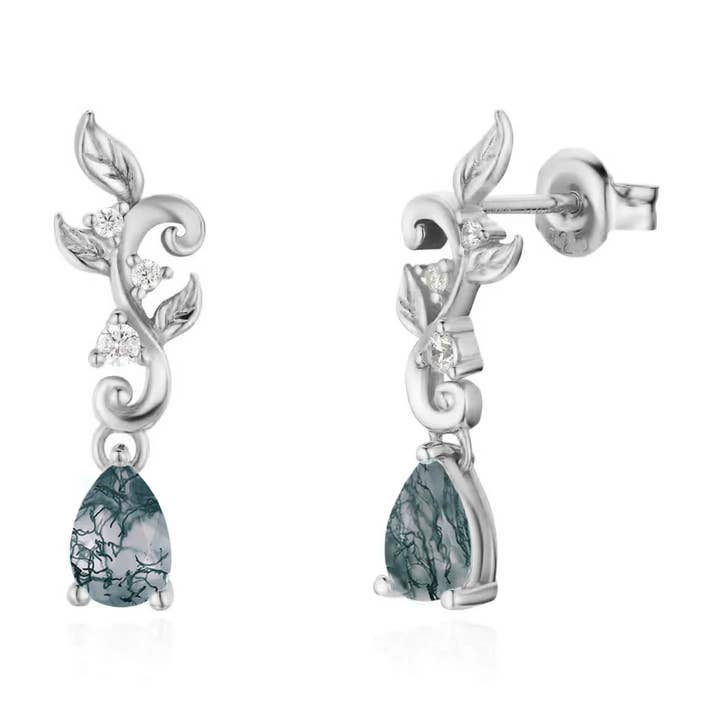 Pendientes Leafy Cascades Moss Agate para venta al por mayor de Azura Jewelry