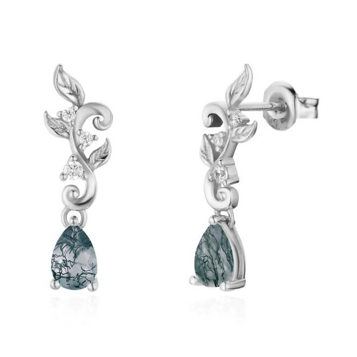 Azura Jewelry – Großhandel Ohrhänger – Leafy Cascades Ohrringe aus Moos-Achat0