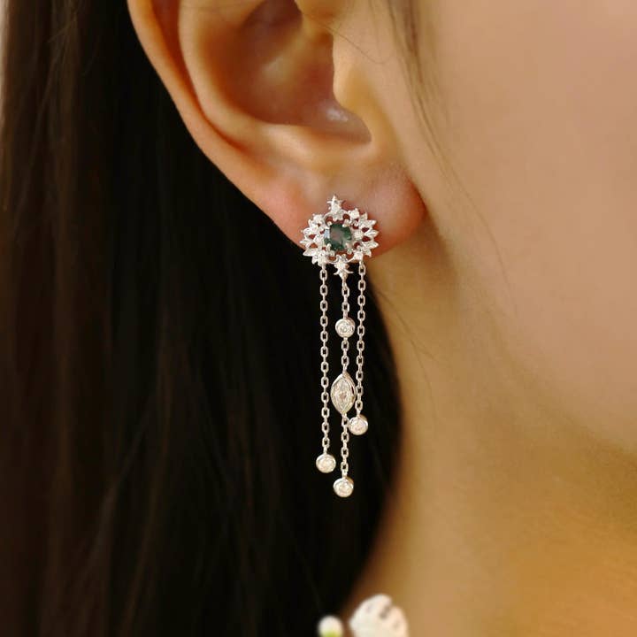 Azura Jewelry - Wholesale Dangle Earrings - Trellis Moss Agate Earrings 1