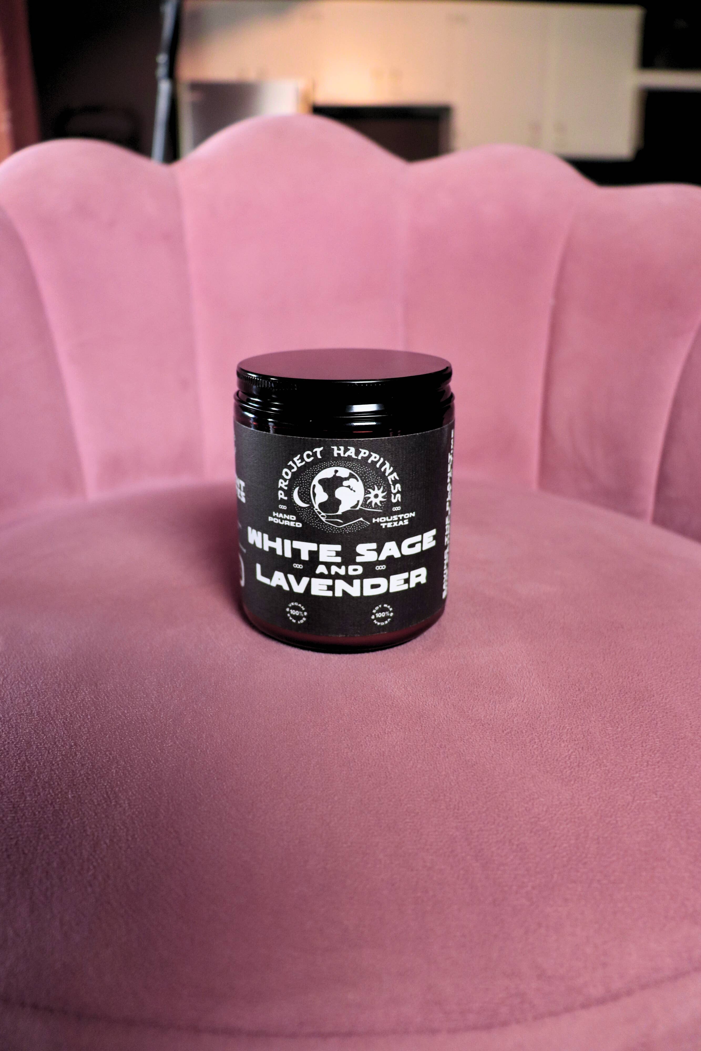 Project Happiness Candle Co. - Wholesale Jar/Filled Candle - White Sage and Lavender Soy Candle - 8oz4