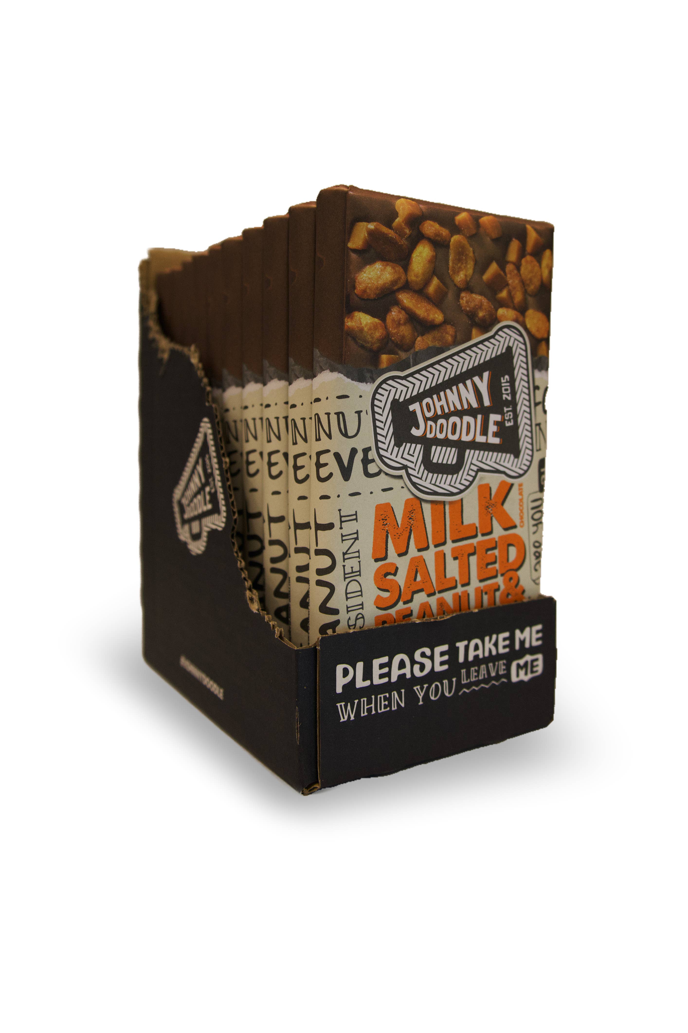 VS Food Online - Johnny Doodle – Engroshandel Chokoladebar – Johnny Doodle mælkechokolade med saltede peanuts og karamel 150 g Fairtrade3