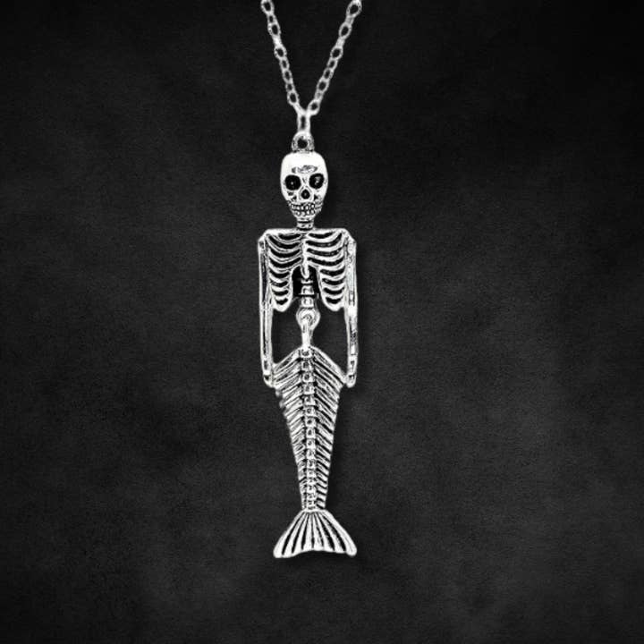Giant Silver Skeleton Mermaid Necklace for wholesale by ARTEMIS