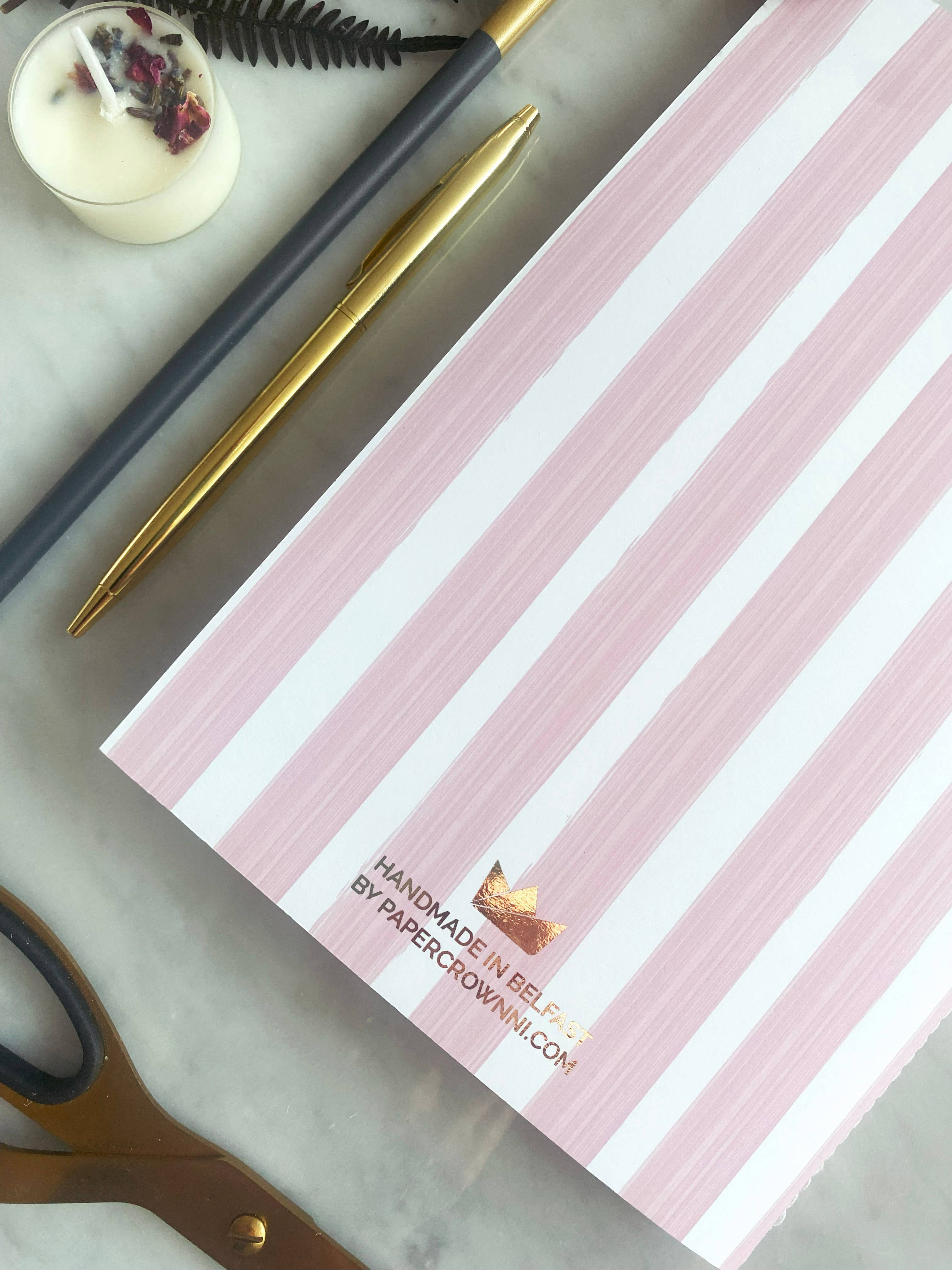 PAPERCROWN NI - Wholesale Notebook - Striped Notebook with Gold Foil and Recycled Pages1
