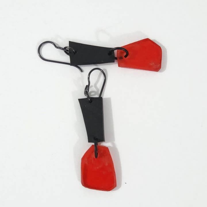 Upcycled Taillight plastic & tractor inner tube earrings for wholesale by Tammy Rice