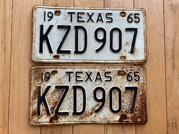 Pair of 1965 Texas License Plates - Check With DMV For YOM for wholesale by RusticPlates